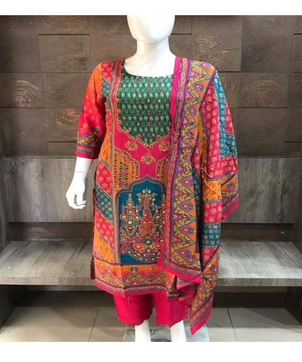 দুবাই সিল্ক কারচুপি ওয়ার্ক রেডিমেড পার্টি সালওয়ার কামিজ